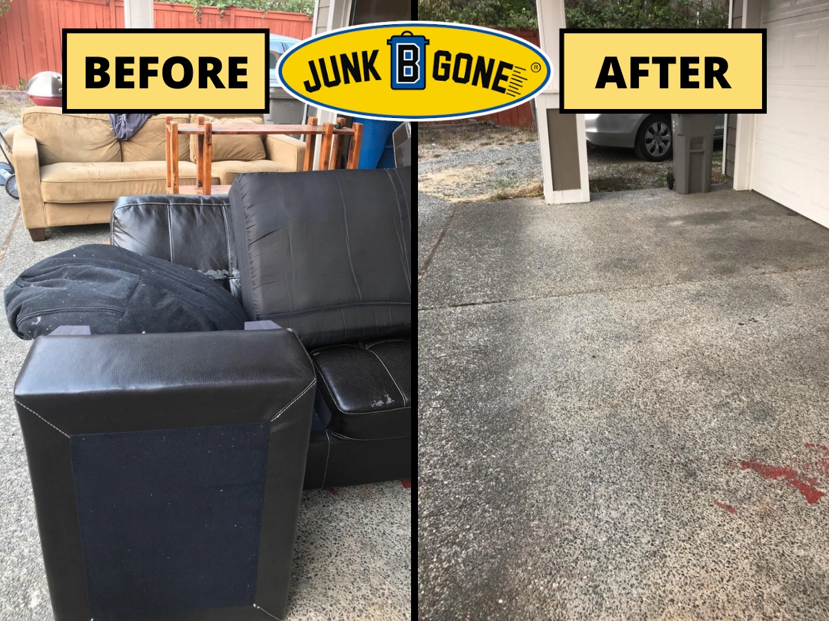 Old couch ready for removal in Seattle