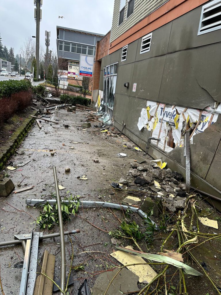 Damage to Overlake clinic after car crash in Bellevue