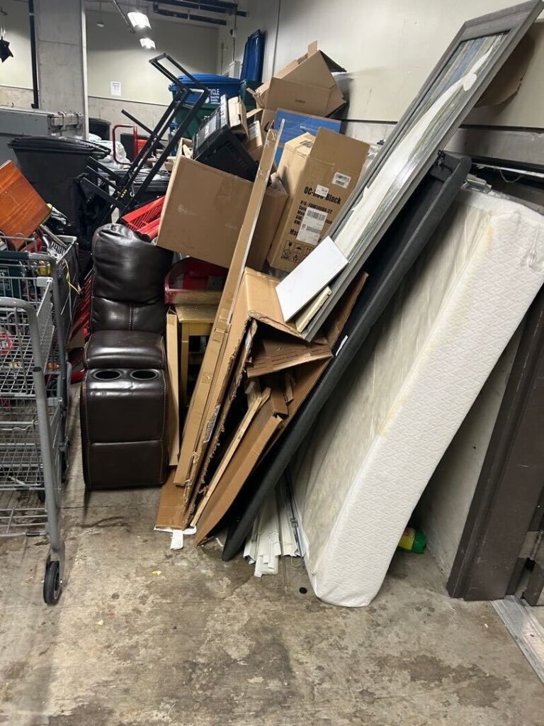 Household items ready for removal in a Seattle apartment
