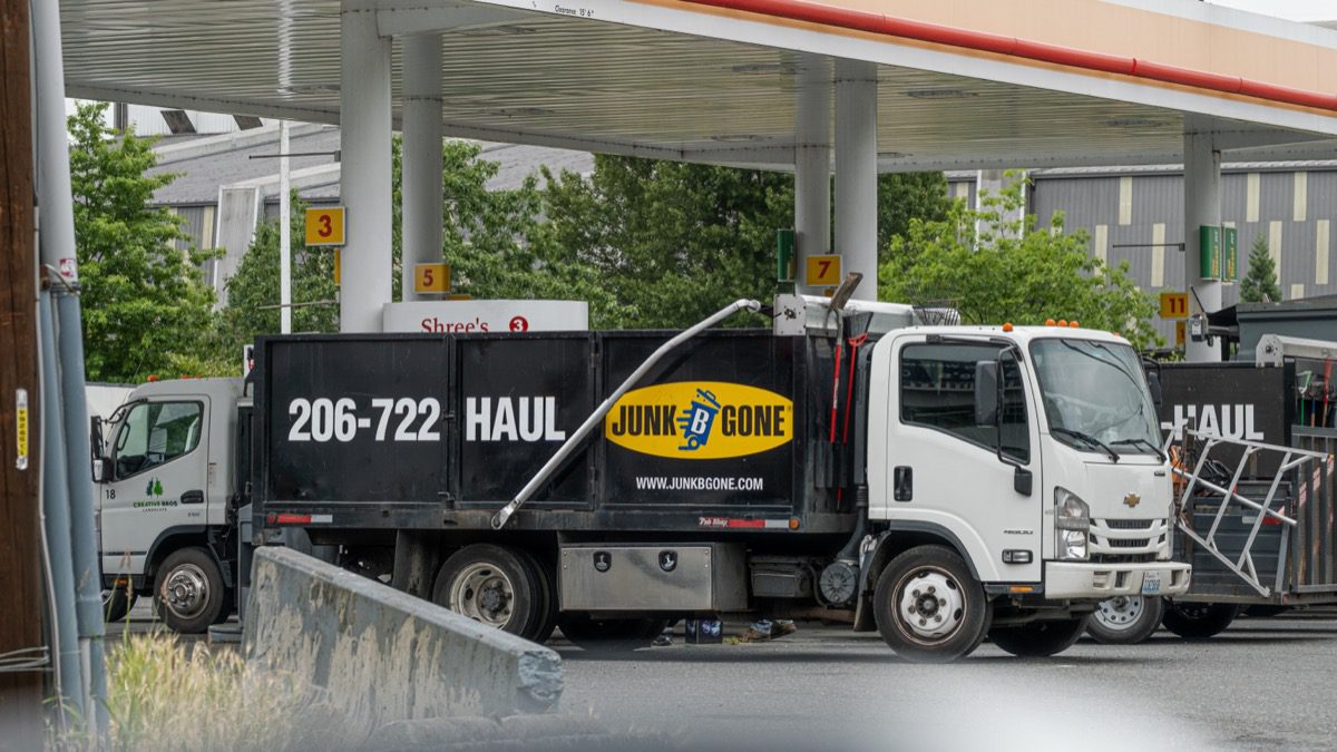 Junk B Gone trucks at the station