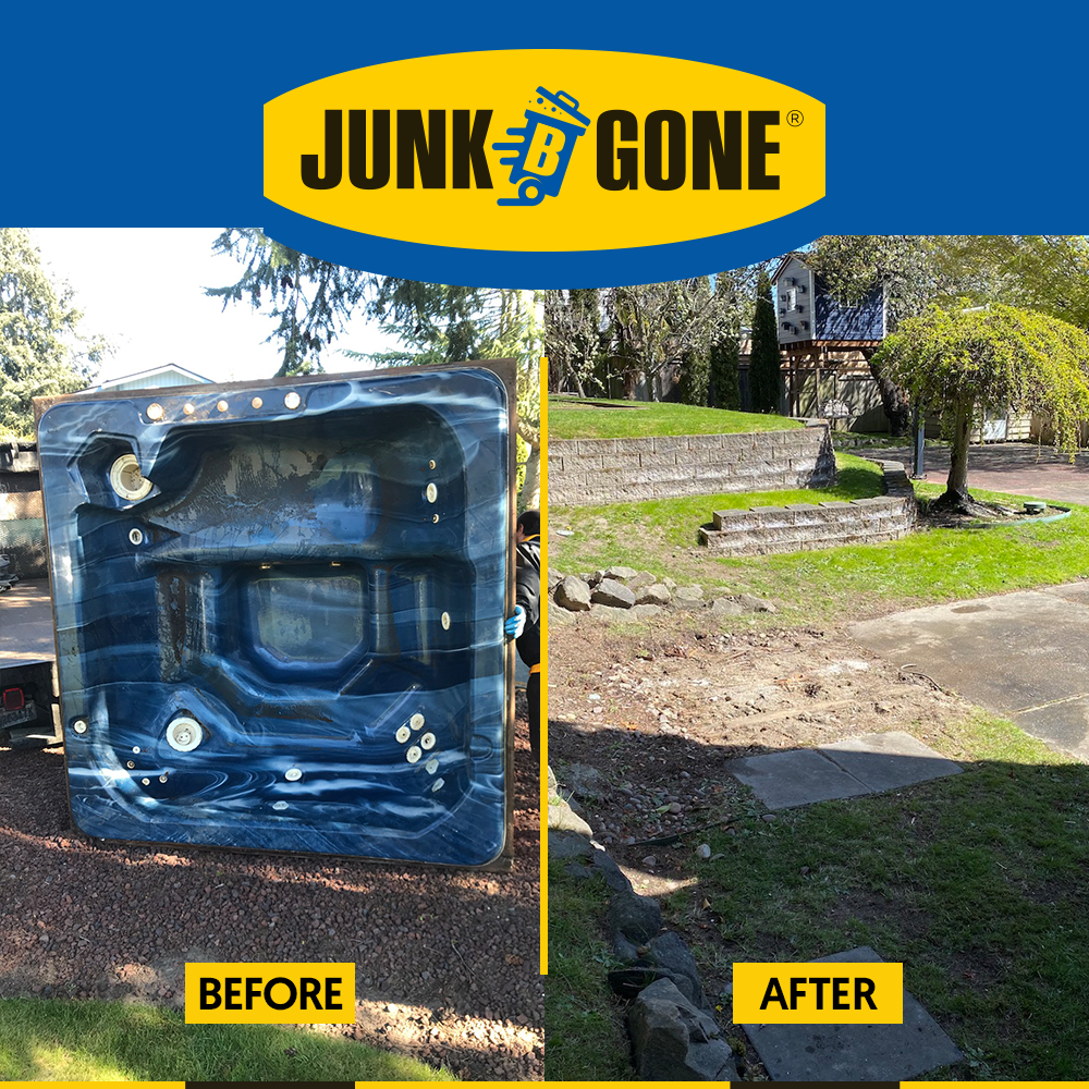 Hot tub removal — before and after