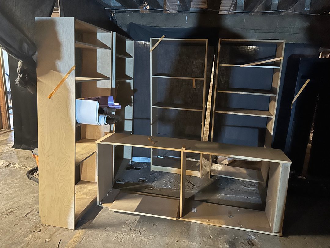 Disassembled shelving and cabinets being removed by Junk B Gone from Beneath the Streets