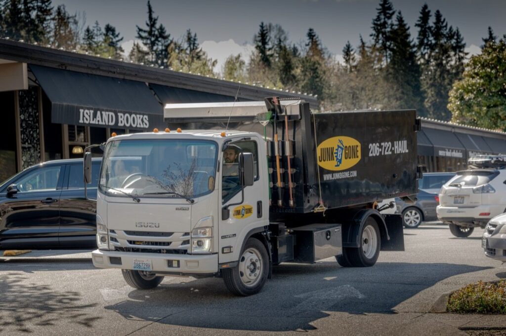 Junk B Gone truck on a Mercer Island residential street — Mercer Island junk removal