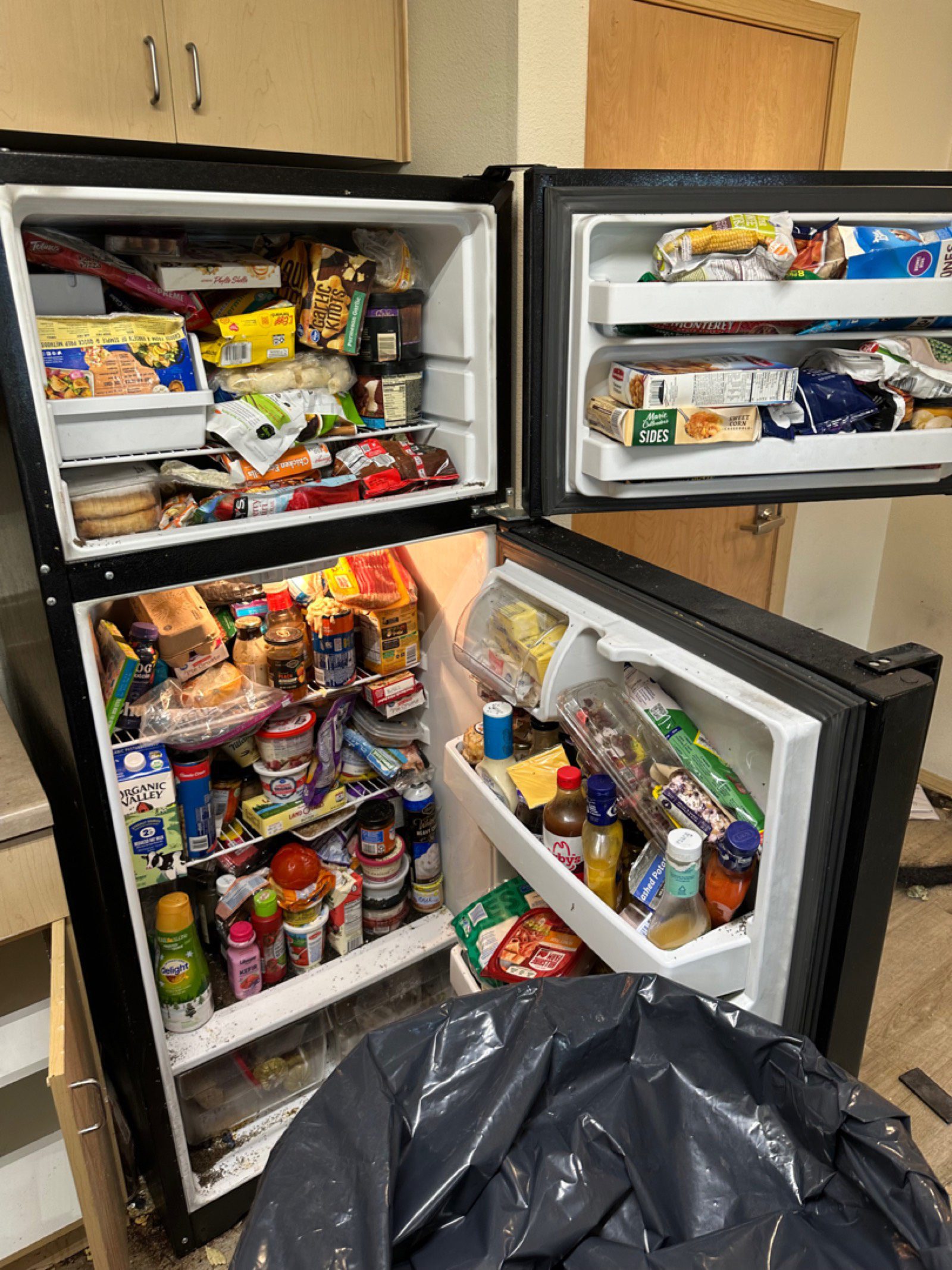 Refrigerator with accumulated food storage during a Lynnwood property cleanout