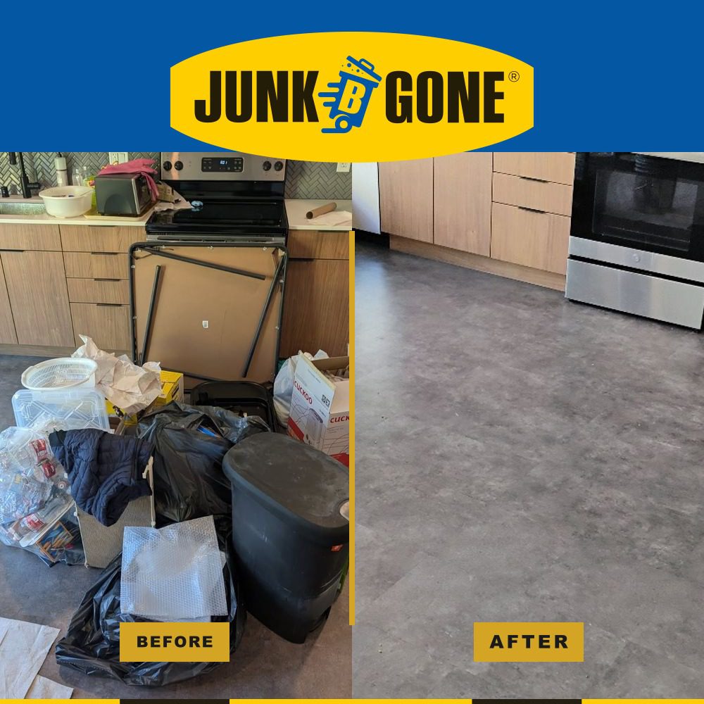Apartment kitchen cleanout in Seattle - Junk B Gone cleared a packed unit kitchen turn-ready at Hilite Apartments