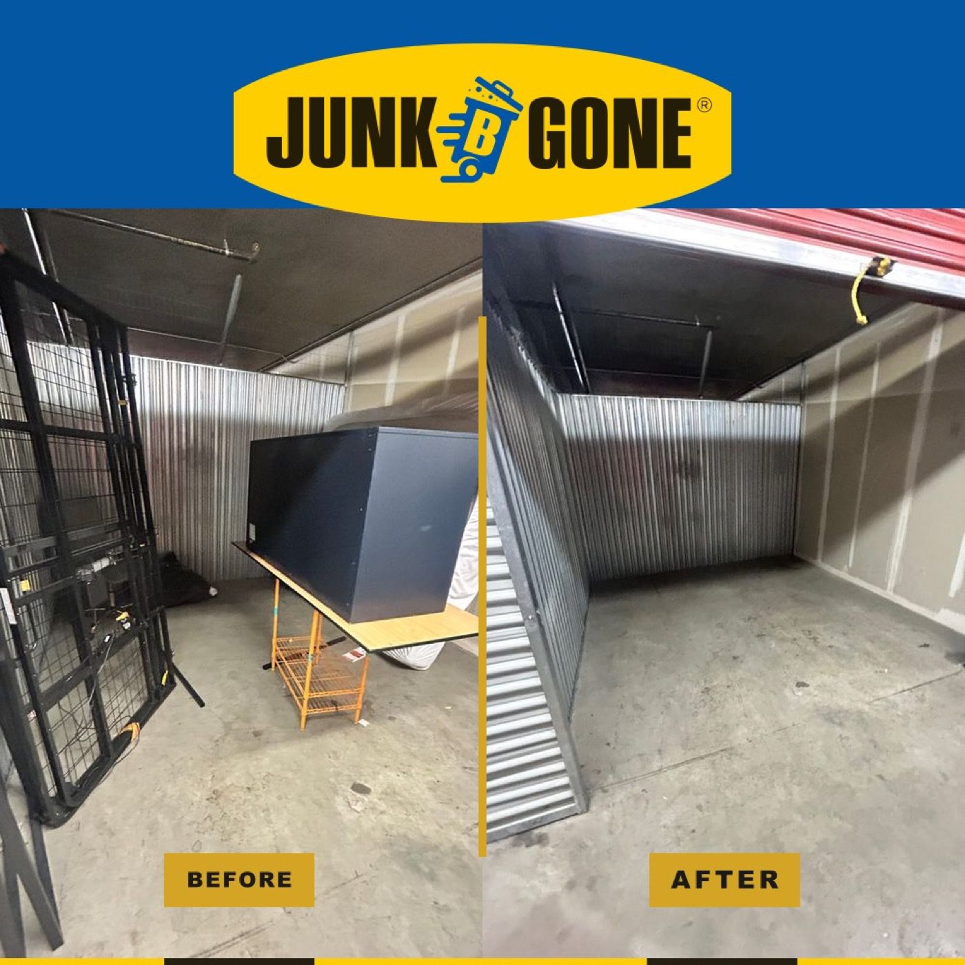 Self-storage locker cleanout in Seattle - Junk B Gone cleared a packed unit down to a bare floor