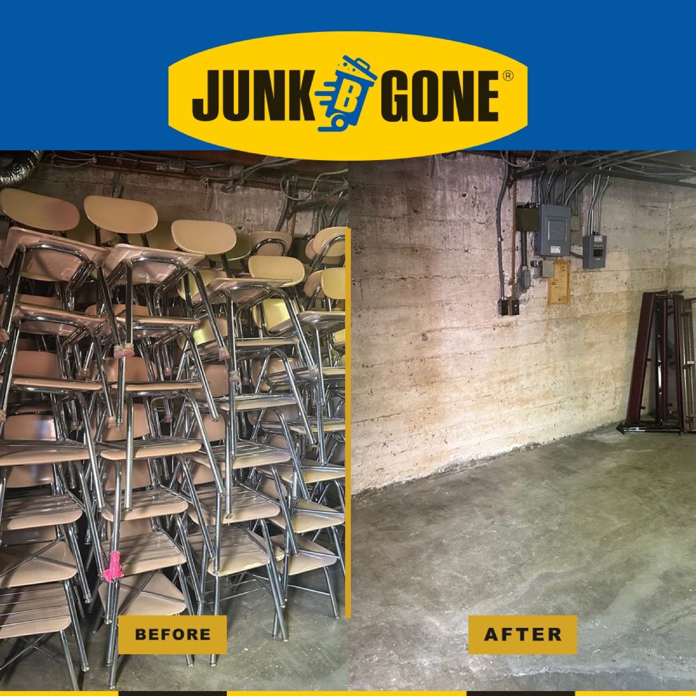 Storage room cleanout in Seattle - Junk B Gone cleared a stacked room to a bare floor