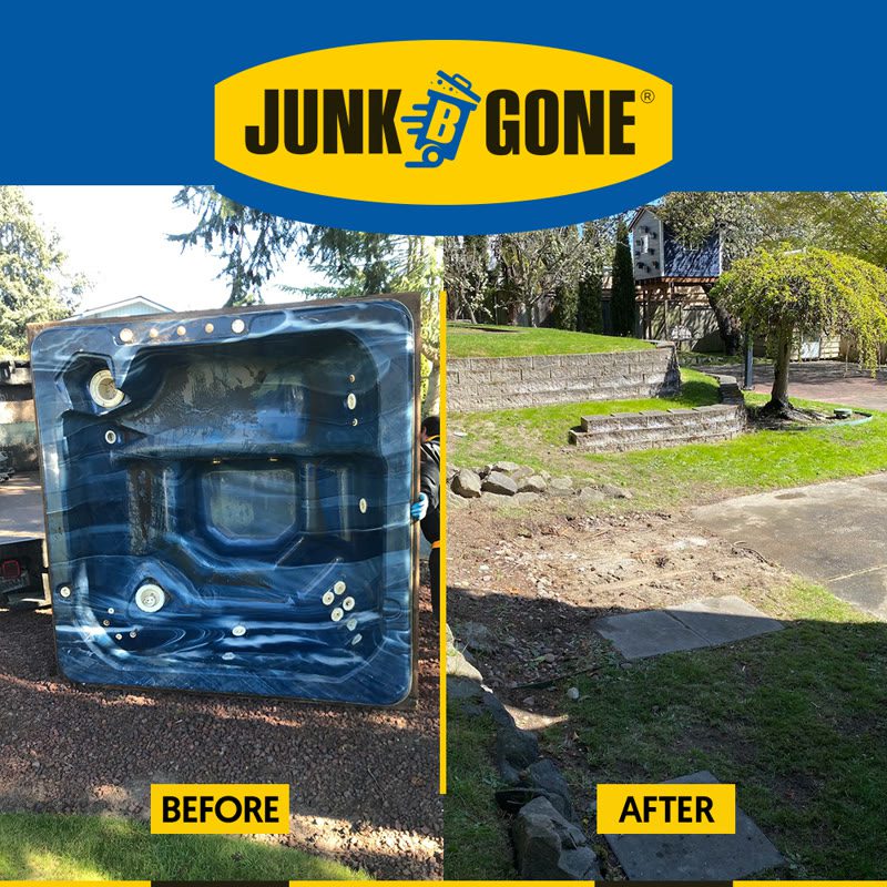 Hot tub removal loaded in Junk B Gone truck