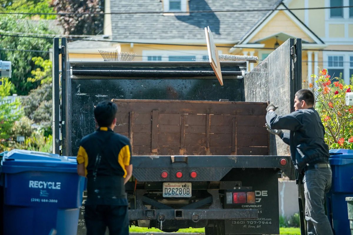 Loading bookcase into truck