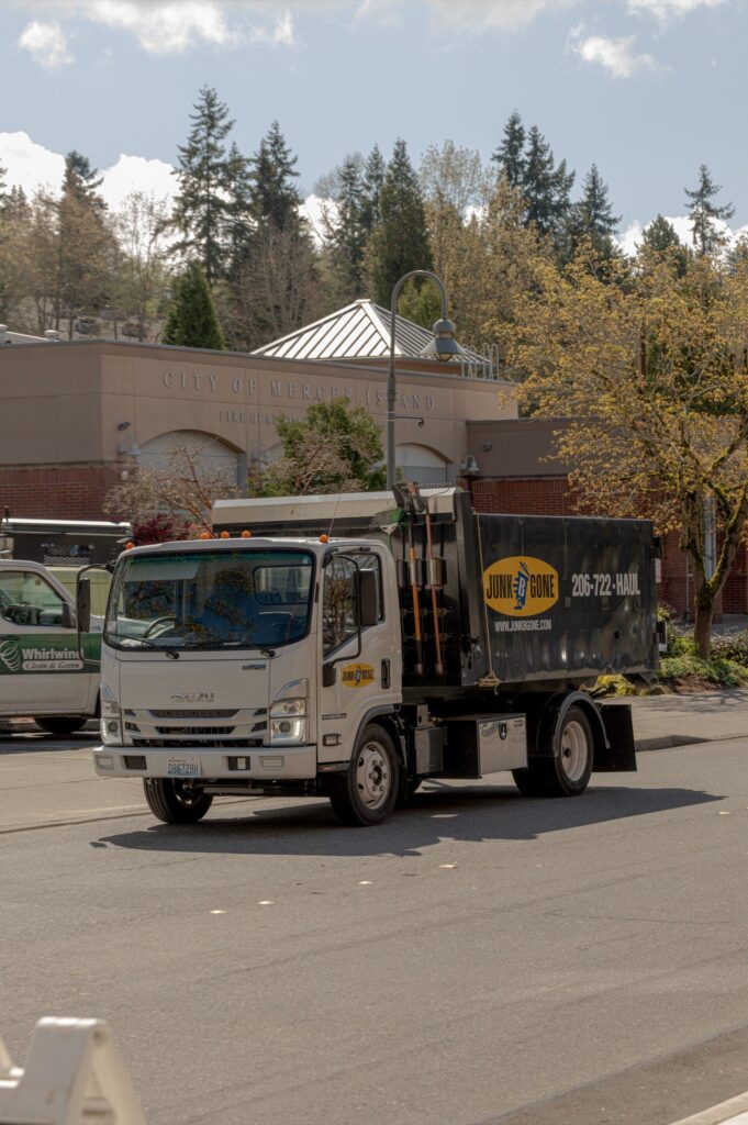 Junk B Gone truck in front of Mercer Island City Hall — Mercer Island junk removal