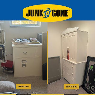 Bedroom furniture cleanout in Seattle - Junk B Gone cleared a cluttered bedroom and left the keepers in place